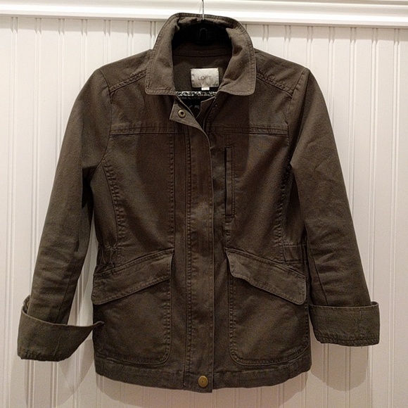LOFT Utility Jacket in Olive small petite - Picture 1 of 8